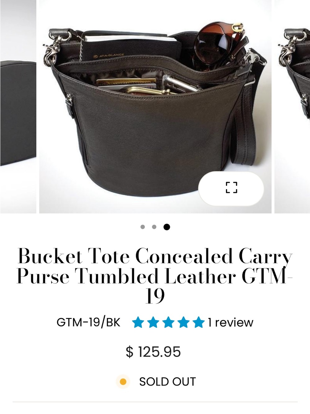 Gun Toten Mamas Bucket Tote Concealed Carry Tumbled Leather Purse - Black